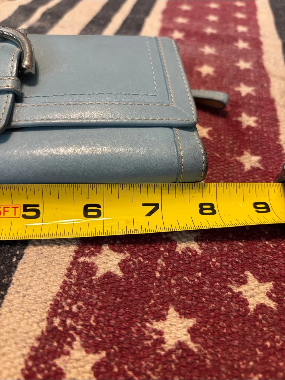 Vintage Coach Legacy Light Blue Leather Buckle Wallet